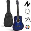 AMROVA - Set Chitarra Classica 1/2 Bambini 6-9 anni Mancino + Borsa, Tracolla, Capotasto, Corde, 6 Plettri - Consegnata Accordata (Blu, 1/2, Mancino)