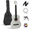AMROVA - Set Chitarra Classica 1/2 Bambini 6-9 anni Mancino + Borsa, Tracolla, Capotasto, Corde, 6 Plettri - Consegnata Accordata (Bianco, 1/2, Mancino)