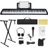 Bfhdbdt Tastiera per pianoforte a 88 tasti, pianoforte digitale elettrico con tasti semiponderati, tastiera piano con pedale di sostegno, alimentatore, supporto, custodia per il trasporto, cuffie