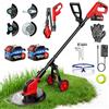 Innopower 800W Decespugliatore a Batteria con Ruota, 4 in 1 Tagliabordi a Batteria 30 cm con Motore Anteriore Brushless, 2 x 3000mAh, 20000 Giri/min, 4 Lame, Asta Regolabile, per Prato, Bordi e Giardino