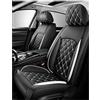 XINYUNFEI Coprisedili Auto Anteriore per Fiat 500 II Hybrid 2020-2023 | Coprisedili Auto Pelle, Set completo Copri-sedile Impermeabile, Coprisedile Anteriori 2-Posti(White)