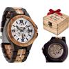 Gi.Con Orologio automatico da polso uomo in legno e acciaio legerissimo cassa rotonda da 45 mm con scatola personalizzabile