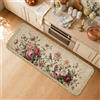 Generic Tappeto da cucina vintage con rose da giardino e rose, 40,6 x 119,4 cm | Stampa floreale botanica, tappeto per lavello da cucina, accenti rustici per la casa, elegante motivo con uccelli e fiori