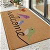 Alishomtll Welcome - Zerbino in cocco da 60 x 90 cm, resistente alle intemperie, per esterni, con uccelli colorati, lavabile, antiscivolo, per ingresso e porta di casa