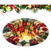 Generic Tappeto decorativo natalizio 3D, 80 x 80 cm, rotondo, in poliestere | Tappetino regalo con illusione ottica di Babbo Natale e renna per soggiorno, cucina, bagno, bambini, famiglia