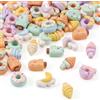 BB Beadthoven Beadthoven - 60 cabochon in resina a tema dessert, 5 stili, a forma di luna, gelato, orso, ciambella, decorazione per alimenti, per custodie fai da te per telefono, gioielli