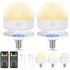 Suright Lampadina LED Ricaricabile con Batteria Rimovibile, 3 Colori Dimmabili, Telecomando e Timer, Ideale per Lampade Decorative Non Cablate (White)