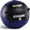 Yes4All Wall Ball, Palla Ponderata in Pelle Morbida, Nucleo in Sabbia di Ferro per Esercizi Dinamici e Multifunzionali, 2,7 kg - 13,6 kg