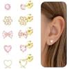 DAILI Orecchini per bambine, ipoallergenici, con retro piatto, in titanio, leggeri, con fiocco rosa, farfalla, cuore, fiore, zirconia cubica, per orecchie sensibili