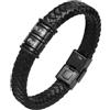 Vnox Bracciale Uomo Personalizzato in Pelle Nera: Bracciale Papà in Vera Pelle Intrecciata Con Perline Personalizzate Regalo Uomo Regalo per La Festa del Papà