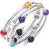 Whoiy Bracciale Uomo Infinito, Bracciale Lava Vulcanica Multicolore Braccialetto Yoga in Cristallo Colorato A Carica Multistrato da 6mm 6mm,1 Pz