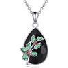 YFN Collana in tormalina nera in argento Sterling con ciondolo a forma di fiore di compleanno per donna