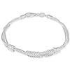 Tuscany Silver Bracciale a 3 fili snake quadrato con anelli in argento sterling da donna 19 cm