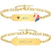 Vnox Bracciale Bambini Personalizzato Nome Battesimo Oro 18K | Bracciale bambini personalizzabile con nome o data, acciaio inox per uso quotidiano, lunghezza regolabile 12-17 cm