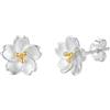 bySantana Orecchini a Perno Fiore Argento 925 Donna Ragazza Delicati Fioritura | Timbrato S925, Senza nichel, Dettaglio color oro, Argento pregiato, Fine e Elegante, Ispirato alla natura, Confezione regalo