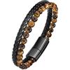 Vnox Bracciale Uomo Pelle con Perline: Bracciale Mariti Occhio di Tigre con Incisione Ti Amo Pietra Naturale Regalo Uomo Compleanno per Lui Figlio Nonno