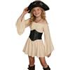 Generisch Costume da pirata per bambini, corsetto per carnevale, abito medievale | Costume da pirata da ragazza, 2 pezzi, spalle scoperte, con cintura, per Halloween, cosplay, carnevale, 4-14 anni