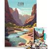 JIANGENNF Puzzle per ragazzi da 1000 pezzi del Parco Nazionale di Zion gioco rilassante analisi e logica per rafforzare l'amore di coppia 38x26cm