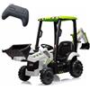 HAUSPROFI Escavatore Elettrico Cavalcabile per Bambini 12 V con Telecomando, Luci LED, Sospensioni, Cintura di Sicurezza, Bluetooth e Musica, dai 3 Anni (Bianco-Verde)