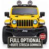 TOYSCAR Macchina Elettrica per Bambini Jeep Wrangler Rubicon Full Optional con TAPPETINI Telecomandata 2 posti Sedile in Pelle Porte Apribili Doppio Motore Elettrico 12V (Gialla)