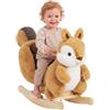 AIYAPLAY Cavallo a Dondolo per Bambini 1-3 Anni, Forma Scoiattolo, Marrone | Cavallino a Dondolo in Peluche, Suoni, Cintura di Sicurezza, Struttura in Metallo