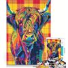 JIANGENNF Puzzle per adulti da 1000 pezzi con motivo scozzese Mucca delle Highlands gioco impossibile attività divertenti da fare in casa regalo di Natale o compleanno 38x52cm