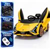 TOYSCAR Auto Macchina Elettrica per Bambini 12V Lamborghini Sian con Telecomando, Porte apribili, Luci LED, Bluetooth Player MP3 Radio FM, Sedile in Pelle (Gialla)