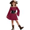 Generisch Costume da pirata per bambini, corsetto per carnevale, abito medievale | Costume da pirata da ragazza, 2 pezzi, spalle scoperte, con cintura, per Halloween, cosplay, carnevale, 4-14 anni