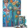 JIANGENNF Puzzle da 1000 pezzi per adulti con alberi alti e cerchi in stile dipinto gioco rompicapo assemblaggio di modelli per rafforzare l'amore tra le coppie 38x52cm