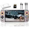 AMBEMIK Nuova console portatile retrò M27, console di gioco Android portatile con ampio schermo IPS da 7 pollici, scheda SD integrata da 128 GB, sistema Linux, mini-arcade portatile da tenere in tasca，Grigio