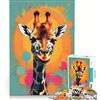 JIANGENNF Puzzle da 1000 pezzi per adulti con giraffa alta in stile Pop Art giocattolo fai da te attività divertenti da fare in casa per rafforzare l'amore tra le coppie 38x52cm