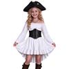 Generisch Costume da pirata per bambini, corsetto per carnevale, abito medievale | Costume da pirata da ragazza, 2 pezzi, spalle scoperte, con cintura, per Halloween, cosplay, carnevale, 4-14 anni