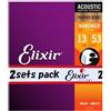 Elisir Elixir Corde per Chitarra Acustica NANOWEB Phosphor Bronze HD Light .013-.053...
