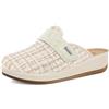 inblu Pantofole Donna GC46 Zeppa di 4 cm e Chiusura a Strappo | Pantofole invernali donna con fantasia a quadretti, plantare in ecopelle imbottito e suola leggera e flessibile