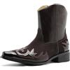 Generic Uomo Stivali Cowboy Western Ricamati Stivali Caviglia Zip Laterale Tacco | Stivali cowboy western uomo, stivali caviglia con ricamo vintage, zip laterale comoda, robusto tacco blocco, suola gomma