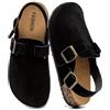 Jesindr Sabot Donna Unisex Ciabatte Cinturino Regolabile sul Tallone | Zoccoli in Pelle con Sottopiede in Sughero Antiscivolo Leggere Comodo Sandali