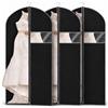 URMI Copri borsa lunga, traspirante, da 183cm (3 pezzi) da appendere, per abiti da sposa, per abiti da ballo, abiti da sposa, con finestra trasparente a prova di tarma, borsa per riporre vestiti nero