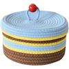 Culinavog Cestino Portaoggetti, 22×22×12 cm Cestini Portaoggetti Intrecciato con Coperchio, Decorazione da Scrivania, Impilabile Scatola di Immagazzinaggio in Corda di Cotone per Giocattoli, Snack