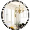ROYUEXT 50cm Round Wall Mirror, Self-Adhesive Glass mirror Frameless | Specchio con doppia cornice in pizzo nero per arredamento casa, specchio in vetro per bagno, corridoio, soggiorno