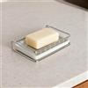 TMZELOA Porta Sapone con Vassoio Drenante, Portasapone Acciaio Inox 304 Ventilato con Vassoio in Ceramica, Asciugatura Rapida e Stabile, Design Smontabile per Bagno e Doccia, Compatibile Sapone 13×8cm