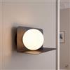 Licht-Erlebnisse JOMI - Lampada da parete in vetro e metallo, nero, bianco, per soggiorno, camera da letto, corridoio, larghezza: 24 cm, G9 fino a 28 W, paralume a sfera, accogliente
