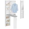 HOMCOM Mobiletto da stiro pieghevole con specchio 106x35x174cm Bianco | Ripiani interni, asse da stiro salvaspazio, cura della biancheria con contenitore
