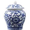SGerste Vaso decorativo in porcellana blu bianca con coperchio con finitura in smalto fine per matrimoni, feste, casa, ufficio, elegante