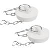 QUARKZMAN 2pz Tappi Vasca Gomma 38-39mm Tappo per Scarico Lavello Bianco | Cucina, Tappo per Scarico Bagno, con Anello Trazione e Catena Acciaio Inox