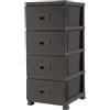 Meridiana Store Meridiana Cassettiera in Plastica 4 Cassetti, Effetto Rattan (Marrone) | mobiletto bagno salvaspazio organizer cucina contenitore biancheria