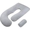 TANOFAR - Copricuscino cuscino gravidanza a forma di J, grigio