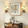 HYKISS Applique Murale Vintage Francese a Fiori Lampada da Parete in Ferro Rame Antico a 2 Luci Paralume in Vetro a Forma di Fiore Portalampada E14 per Comodino Camera da Letto Soggiorno(2‑Pack)