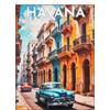 KUSTOM ART Quadro da Parete o da Tavolo Serie Paesaggi e Città Avana Strada Città Cuba Havana Illustrazione Stampa Artistica su Legno 30x21cm