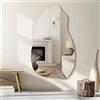 Lzuso Specchio da parete irregolare decorativo da appendere, asimmetrico, per bagno, camera da letto, soggiorno, ingresso, moderno, decorazione per la casa, 60 x 35 cm