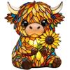 Generic Highland Cow - Lampada da tavolo in resina, stile vintage, luce notturna a LED con USB, per amanti delle mucche, luce calda, design girasole, 15 cm (giallo)